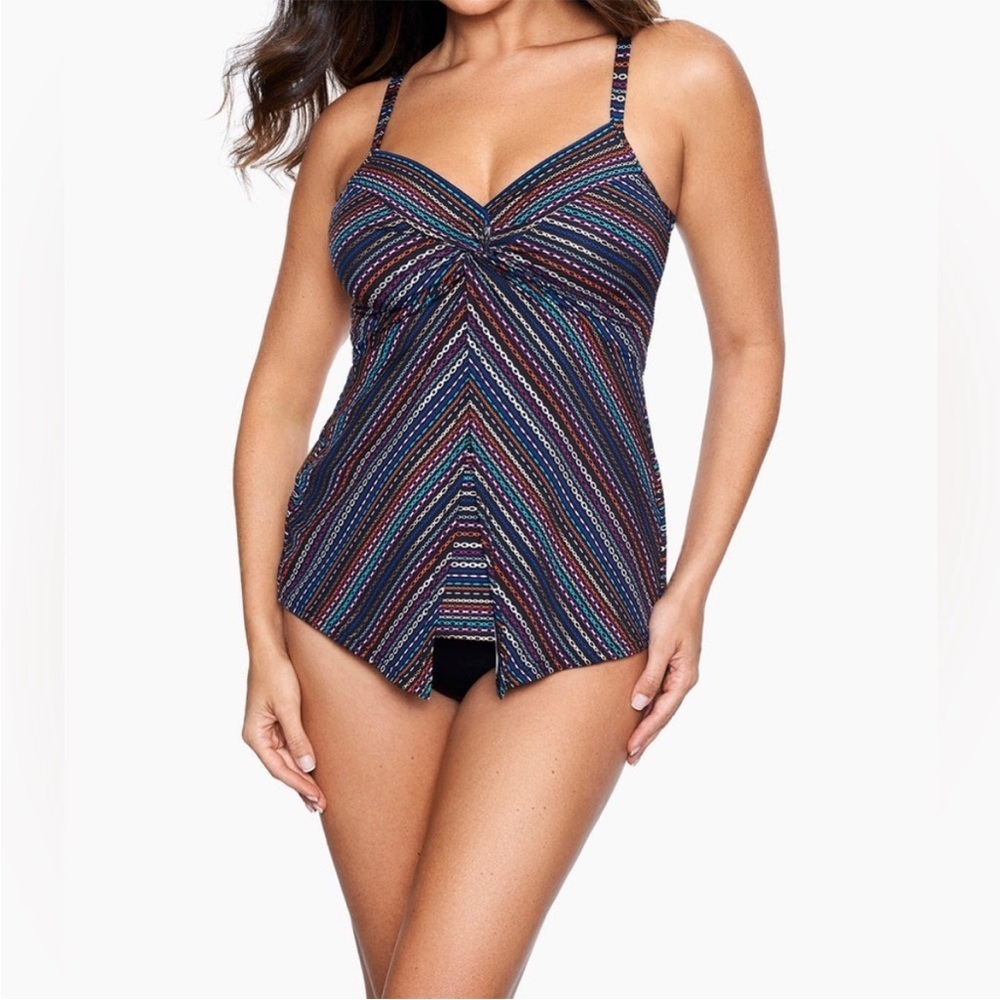 Miraclesuit NWT 6552447 Shimmer Links Love Knot Underwire Tankini Top 16 Summer